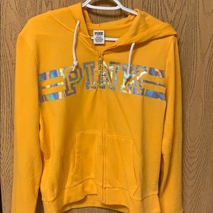 Yellow Pink Victoria’s Secret zip-up hoodie